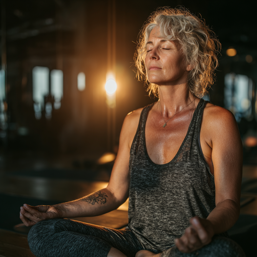 Senior praktikující jógu